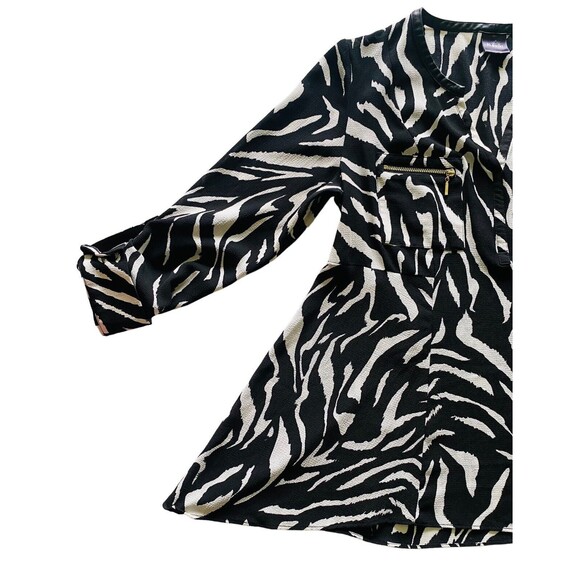 RAFAELLA Women’s Top Animal Print Roll Tab Asymmetric Blouse Gold Zip Size Small - Picture 11 of 11